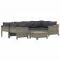 Preview: 7-tlg. Garten-Lounge-Set mit Kissen Grau Poly Rattan