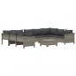 Preview: 10-tlg. Garten-Lounge-Set mit Kissen Grau Poly Rattan