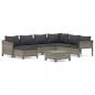 Preview: 8-tlg. Garten-Lounge-Set mit Kissen Grau Poly Rattan