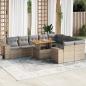 Preview: ARDEBO.de - 10-tlg. Garten-Sofagarnitur mit Kissen Beige Poly Rattan Akazie