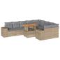 Preview: 10-tlg. Garten-Sofagarnitur mit Kissen Beige Poly Rattan Akazie