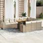 Preview: ARDEBO.de - 10-tlg. Garten-Sofagarnitur mit Kissen Beige Poly Rattan Akazie