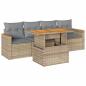 Preview: 5-tlg. Garten-Sofagarnitur mit Kissen Beige Poly Rattan Akazie