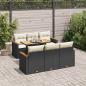 Preview: ARDEBO.de - 7-tlg. Garten-Sofagarnitur mit Kissen Schwarz Poly Rattan
