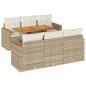 Preview: 7-tlg. Garten-Sofagarnitur mit Kissen Beige Poly Rattan Akazie