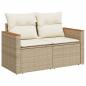Preview: 7-tlg. Garten-Sofagarnitur mit Kissen Beige Poly Rattan Akazie