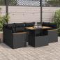 Preview: ARDEBO.de - 6-tlg. Garten-Sofagarnitur mit Kissen Schwarz Poly Rattan