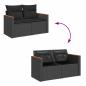 Preview: 6-tlg. Garten-Sofagarnitur mit Kissen Schwarz Poly Rattan