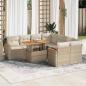Preview: ARDEBO.de - 9-tlg. Garten-Sofagarnitur mit Kissen Beige Poly Rattan Akazie