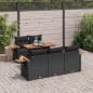 Preview: ARDEBO.de - 6-tlg. Garten-Sofagarnitur mit Kissen Schwarz Poly Rattan