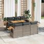 Preview: ARDEBO.de - 7-tlg. Garten-Sofagarnitur mit Kissen Grau Poly Rattan Akazie