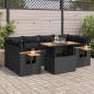 Preview: ARDEBO.de - 7-tlg. Garten-Sofagarnitur mit Kissen Schwarz Poly Rattan