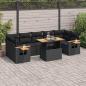 Preview: ARDEBO.de - 8-tlg. Garten-Sofagarnitur mit Kissen Schwarz Poly Rattan