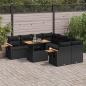 Preview: ARDEBO.de - 9-tlg. Garten-Sofagarnitur mit Kissen Schwarz Poly Rattan