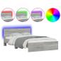 Preview: Bettgestell mit Kopfteil LED-Beleuchtung Grau Sonoma 135x190 cm