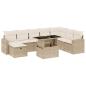Preview: 9-tlg. Garten-Sofagarnitur mit Kissen Beige Poly Rattan