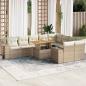 Preview: ARDEBO.de - 10-tlg. Garten-Sofagarnitur mit Kissen Beige Poly Rattan Akazie