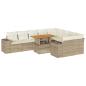 Preview: 10-tlg. Garten-Sofagarnitur mit Kissen Beige Poly Rattan Akazie