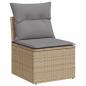 Preview: ARDEBO.de - 10-tlg. Garten-Sofagarnitur mit Kissen Beige Poly Rattan Akazie