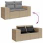 Preview: 10-tlg. Garten-Sofagarnitur mit Kissen Beige Poly Rattan Akazie