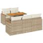 Preview: 6-tlg. Garten-Sofagarnitur mit Kissen Beige Poly Rattan Akazie