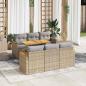 Preview: ARDEBO.de - 7-tlg. Garten-Sofagarnitur mit Kissen Beige Poly Rattan Akazie
