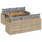Preview: 7-tlg. Garten-Sofagarnitur mit Kissen Beige Poly Rattan Akazie
