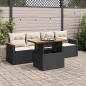 Preview: ARDEBO.de - 5tlg. Garten-Sofagarnitur mit Kissen Schwarz Poly Rattan Akazie
