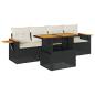 Preview: 5tlg. Garten-Sofagarnitur mit Kissen Schwarz Poly Rattan Akazie