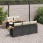 Preview: ARDEBO.de - 6-tlg. Garten-Sofagarnitur mit Kissen Schwarz Poly Rattan