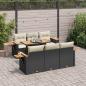 Preview: ARDEBO.de - 7-tlg. Garten-Sofagarnitur mit Kissen Schwarz Poly Rattan