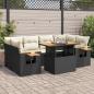 Preview: ARDEBO.de - 7-tlg. Garten-Sofagarnitur mit Kissen Schwarz Poly Rattan