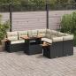Preview: ARDEBO.de - 9-tlg. Garten-Sofagarnitur mit Kissen Schwarz Poly Rattan
