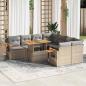 Preview: ARDEBO.de - 9-tlg. Garten-Sofagarnitur mit Kissen Beige Poly Rattan Akazie