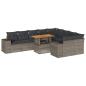 Preview: 10-tlg. Garten-Sofagarnitur mit Kissen Grau Poly Rattan Akazie