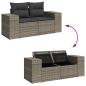 Preview: 10-tlg. Garten-Sofagarnitur mit Kissen Grau Poly Rattan Akazie