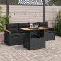 Preview: ARDEBO.de - 5tlg. Garten-Sofagarnitur mit Kissen Schwarz Poly Rattan Akazie