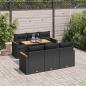 Preview: ARDEBO.de - 7-tlg. Garten-Sofagarnitur mit Kissen Schwarz Poly Rattan
