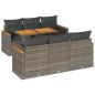 Preview: 7-tlg. Garten-Sofagarnitur mit Kissen Grau Poly Rattan Akazie