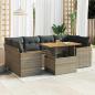 Preview: ARDEBO.de - 6-tlg. Garten-Sofagarnitur mit Kissen Grau Poly Rattan Akazie