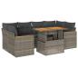 Preview: 6-tlg. Garten-Sofagarnitur mit Kissen Grau Poly Rattan Akazie