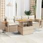 Preview: ARDEBO.de - 5-tlg. Garten-Sofagarnitur mit Kissen Beige Poly Rattan Akazie
