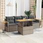 Preview: ARDEBO.de - 5-tlg. Garten-Sofagarnitur mit Kissen Grau Poly Rattan Akazie