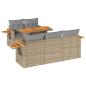 Preview: 6-tlg. Garten-Sofagarnitur mit Kissen Beige Poly Rattan Akazie