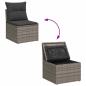 Preview: 7-tlg. Garten-Sofagarnitur mit Kissen Grau Poly Rattan Akazie