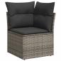 Preview: 7-tlg. Garten-Sofagarnitur mit Kissen Grau Poly Rattan Akazie