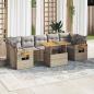 Preview: ARDEBO.de - 8-tlg. Garten-Sofagarnitur mit Kissen Beige Poly Rattan Akazie