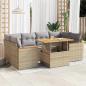Preview: ARDEBO.de - 6-tlg. Garten-Sofagarnitur mit Kissen Beige Poly Rattan Akazie