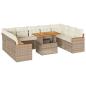 Preview: 10-tlg. Garten-Sofagarnitur mit Kissen Beige Poly Rattan Akazie