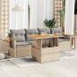 Preview: ARDEBO.de - 5-tlg. Garten-Sofagarnitur mit Kissen Beige Poly Rattan Akazie